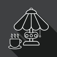 coffee time flat icon with long shadow line N2