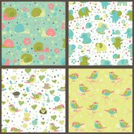Set of seamless patterns with cartoon animals and sweets N2