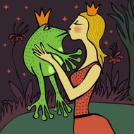 pretty blonde princess kissing a frog N2
