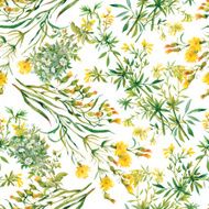 Seamless pattern of watercolor garden flowers N7