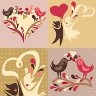 set of 4 love themed illustrations