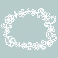 Hand drawn floral round frame N13