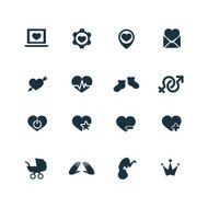 couple love icons set