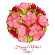 Greeting card for Mothers day with flowers of peony
