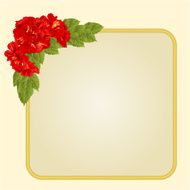 Golden frame with red hibiscus vector