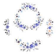 Vintage set watercolour flowers