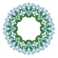 Forget-me-not round frame Spring or summer season flower element