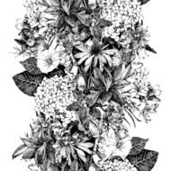 Hand drawn seamless floral border