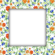 Watercolor flower frame on white background N52