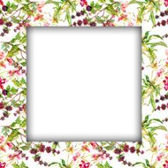 Watercolor flower frame on white background N53