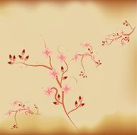 Japanese branch blossom pink background N2