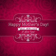 Red Mother&#039;s day greeting card with roses and wishes text