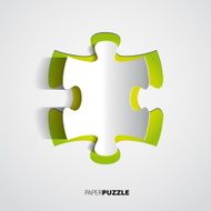Paper puzzle on white background - vector