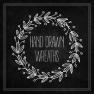 Decorative wreaths drawn in chalk on a blackboard Vector illustration N2