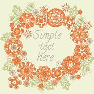 Cute retro flowers arranged in a shape of the wreath N5