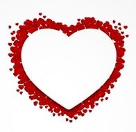 White Heart Paper Sticker With Many Little Red Hearts
