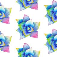 Watercolor seamless pattern with succulent