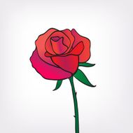 vector red rose icon isolated
