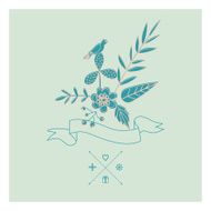 Hand Drawn vintage floral elements Gentle card N4