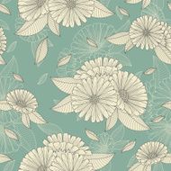 Chamomile retro seamless pattern N2