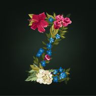 Z letter Flower capital alphabet Colorful font Uppercase N2