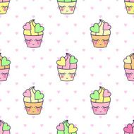 Cupcakes seamless vector pattern