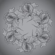 Vector background with ornament of the grayscale graphic flowers