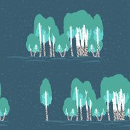 Seamless texture with birch in the evening