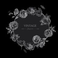 vintage hand drawn floral round background