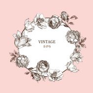 vintage hand drawn floral round background N2