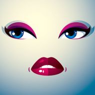 Cosmetology theme image Young pretty lady Human eyes and lips N2