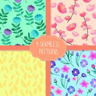 Hand-drawn vector illustration Patterns set Cherry blossom sea