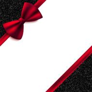 Invitation decorative card template with red bow and shiny glitter