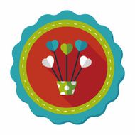 heart flower flat icon with long shadow eps10 N14