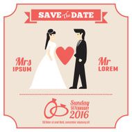 wedding invitation card template with cartoon couple