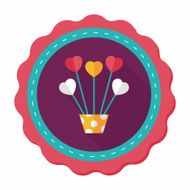 heart flower flat icon with long shadow eps10 N15