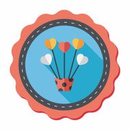 heart flower flat icon with long shadow eps10 N16