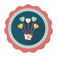 heart flower flat icon with long shadow eps10 N17