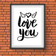 Love You romantic card or poster design