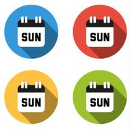 Collection of 4 isolated flat colorful buttons for Sunday (calen N2