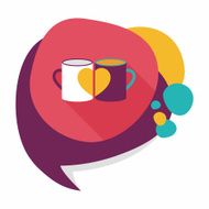 Valentine's day cup flat icon with long shadow eps10 N29