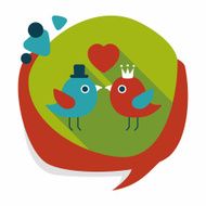 Valentine's Day lover bird flat icon with long shadow eps10 N122