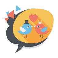 Valentine's Day lover bird flat icon with long shadow eps10 N123
