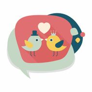 Valentine's Day lover bird flat icon with long shadow eps10 N124