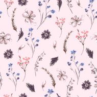 Vintage Seamless Background with Wildflowers N3