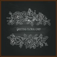 Floral chalk drawing on blackboard