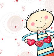 Cute boy with the hearts Valentine&#039;s day greeting card N2