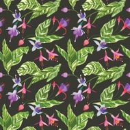 Tropical Flowers and Leaves Background N2
