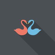 Valentine&#039;s Day lover swan flat icon with long shadow eps10 N5