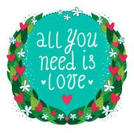 Greeting card with floral frame and hearts